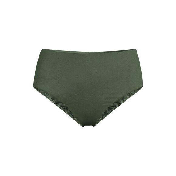Land's End Plus Size mid rise stretch classic bikini bottoms Rich Olive Green 14 - Picture 1 of 7